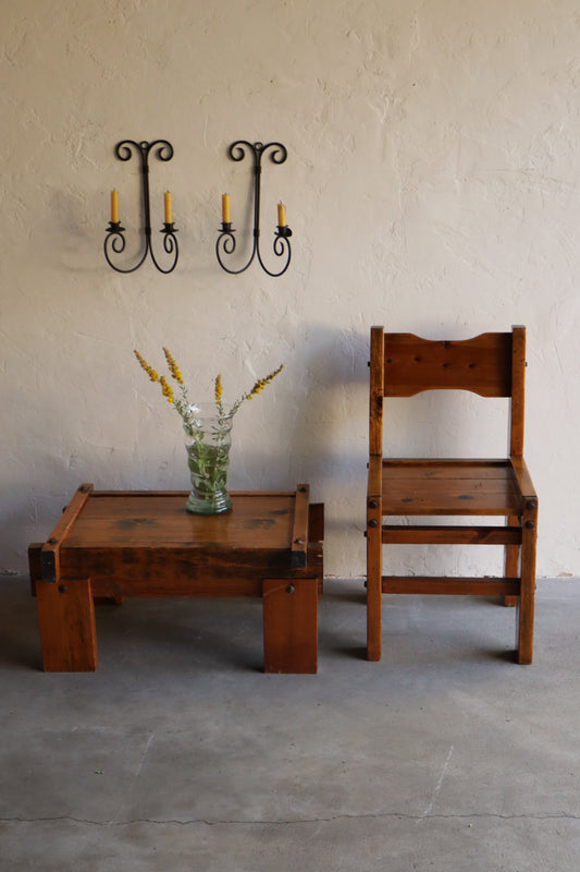Rustic Pine Chair & Table Set
