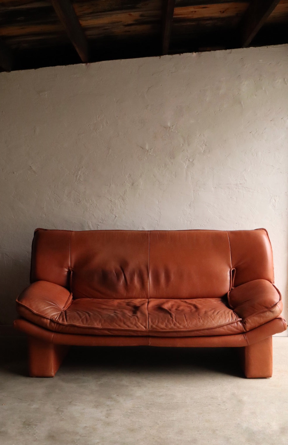 Cognac Leather Loveseat