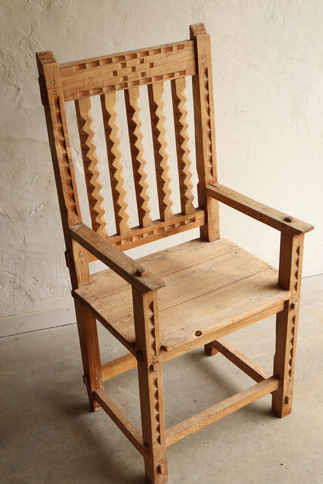 Solid Pine Handcarved Armchair