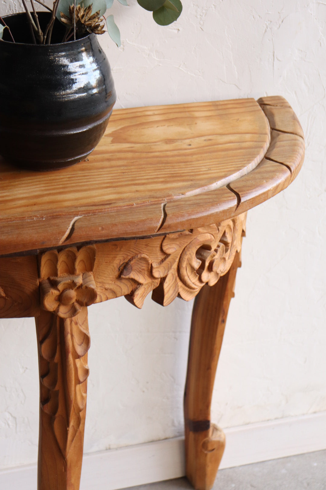 Hand Carved Wood Console