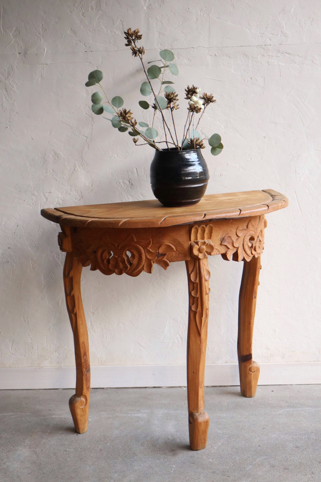 Hand Carved Wood Console