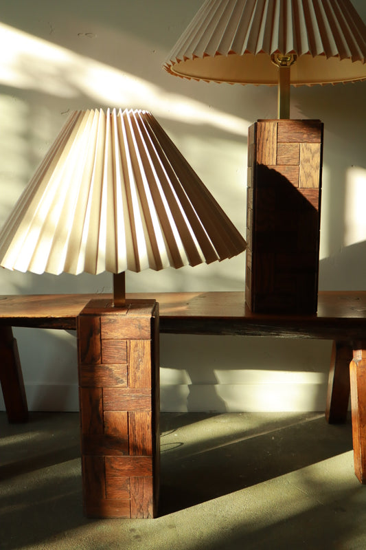 Oak Parquet Table Lamps