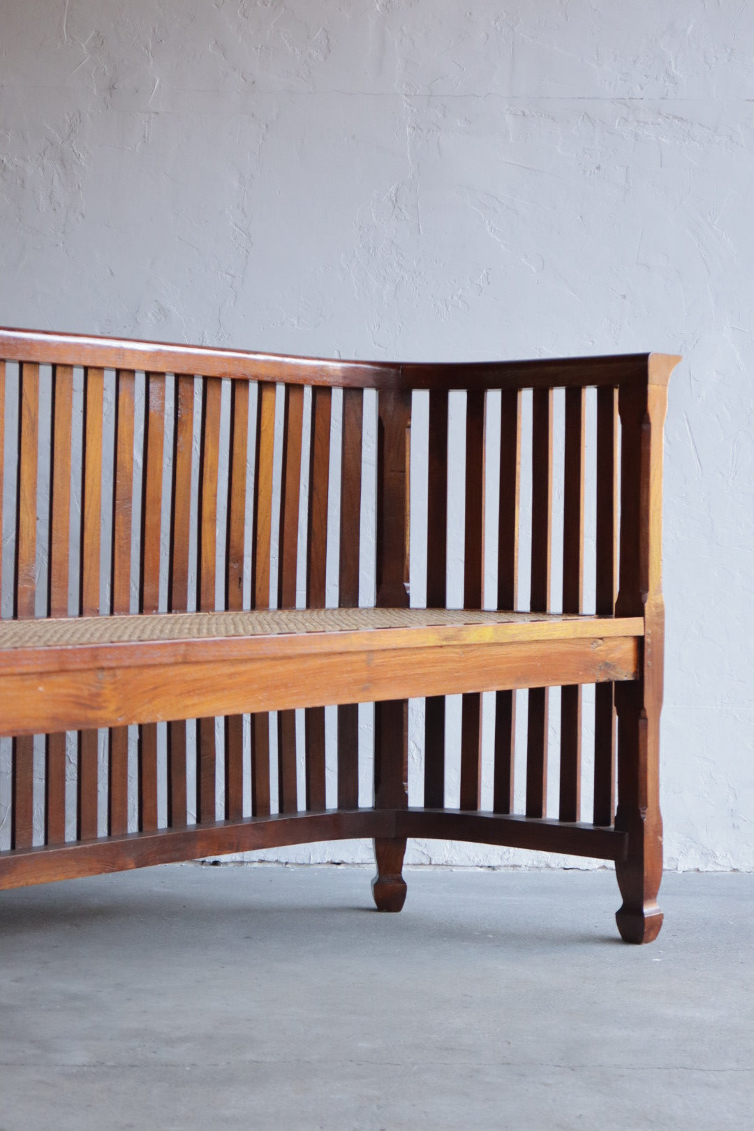 Vintage Bench with Cane Seat