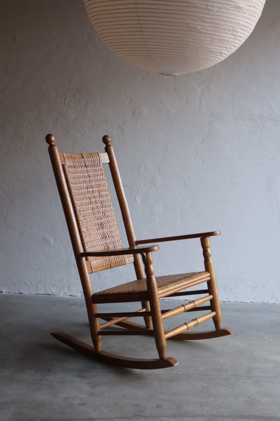 Woven Cane & Oak Rocking Chair