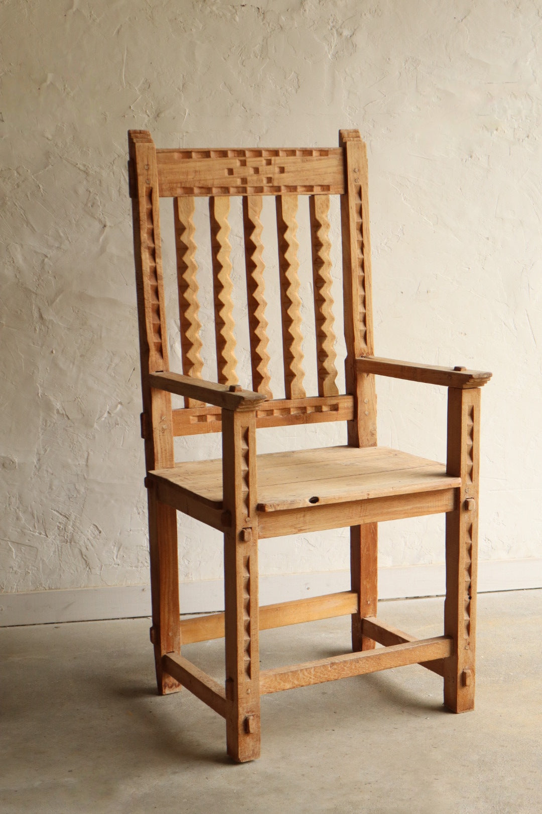 Solid Pine Handcarved Armchair