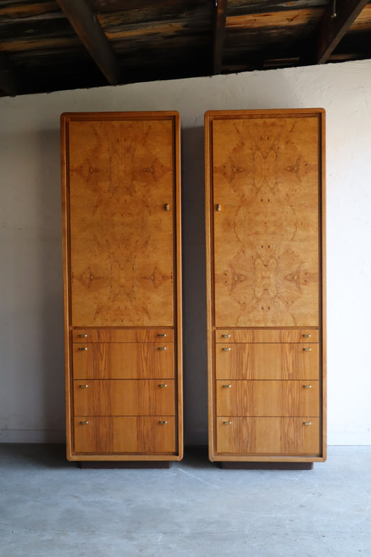 Pair of Burl Wardrobes