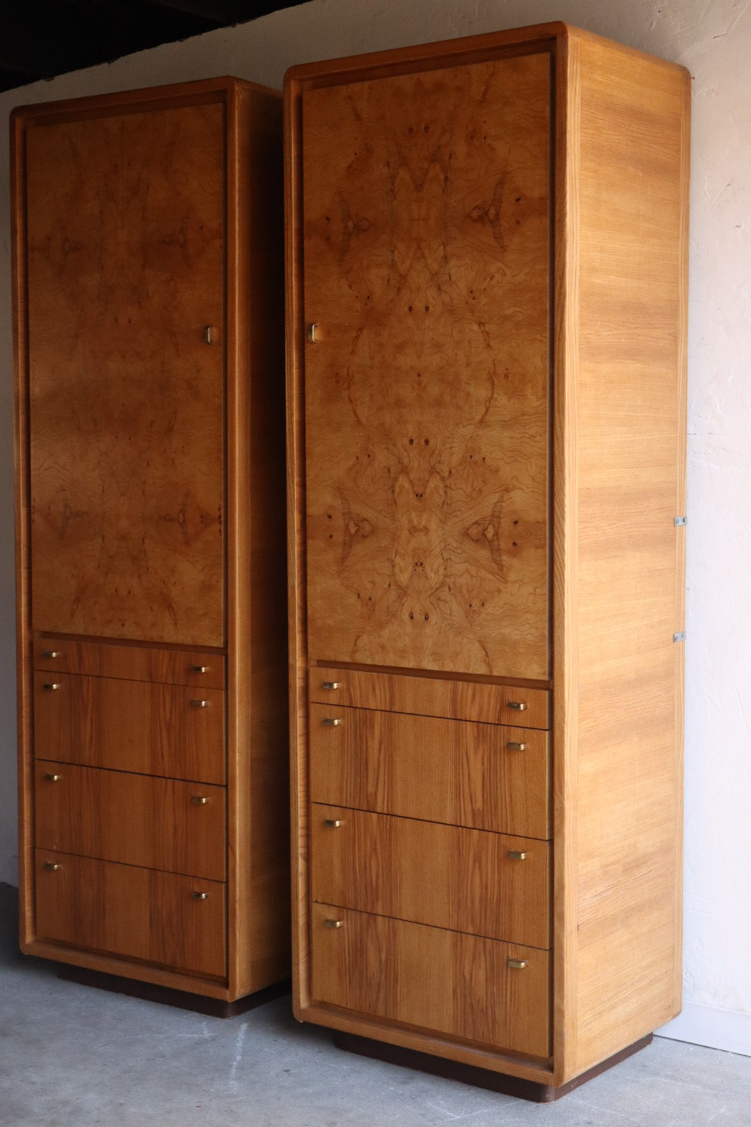 Pair of Burl Wardrobes