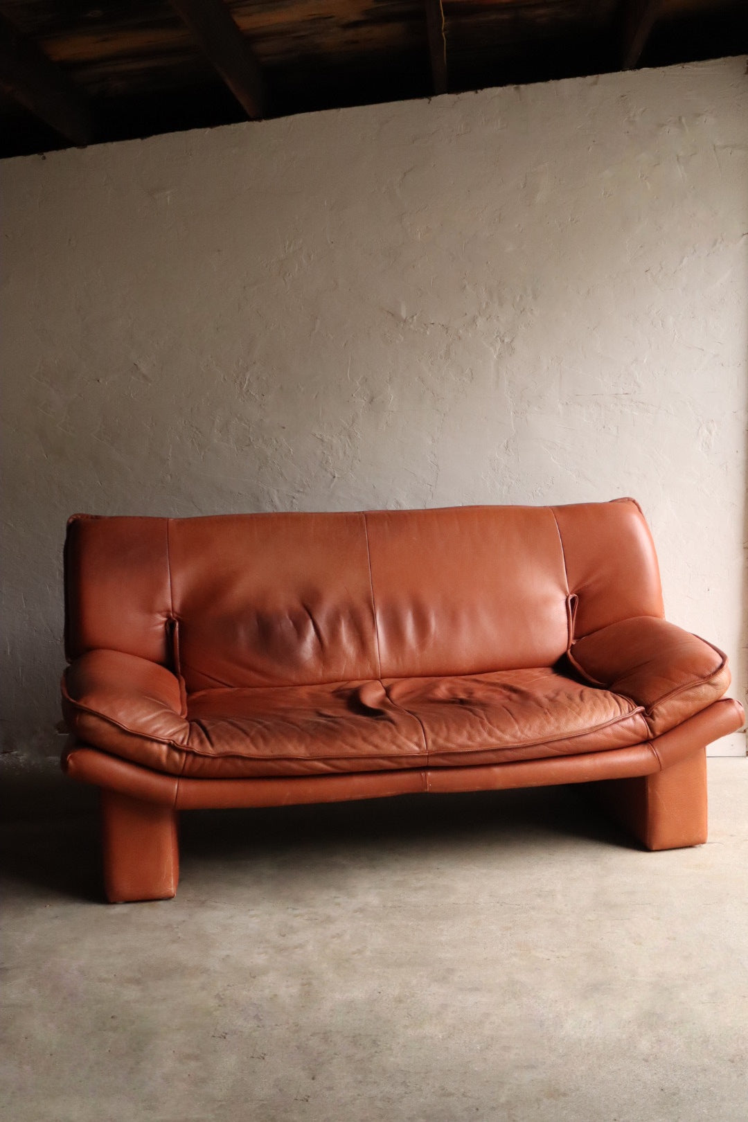 Cognac Leather Loveseat