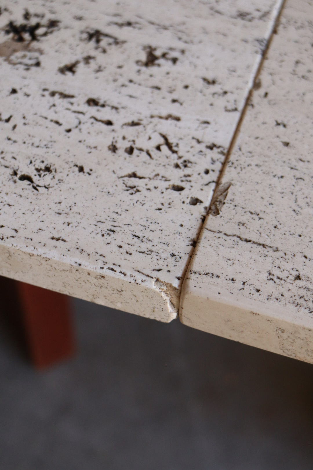 Travertine & Walnut Side Tables (pair)