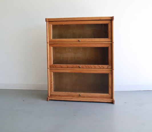 90's Curio/ Barristers Bookcase with Glass Drop Down Doors