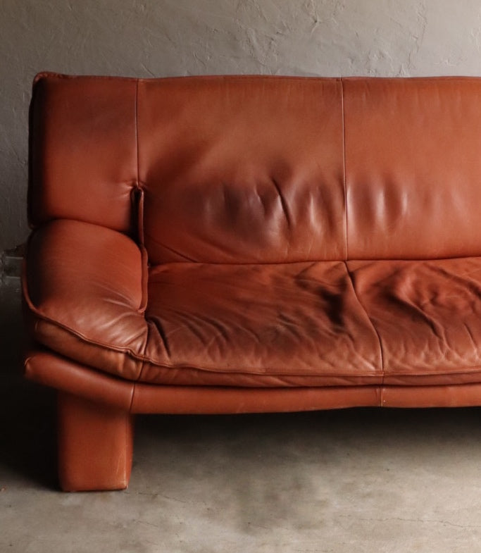 Cognac Leather Loveseat