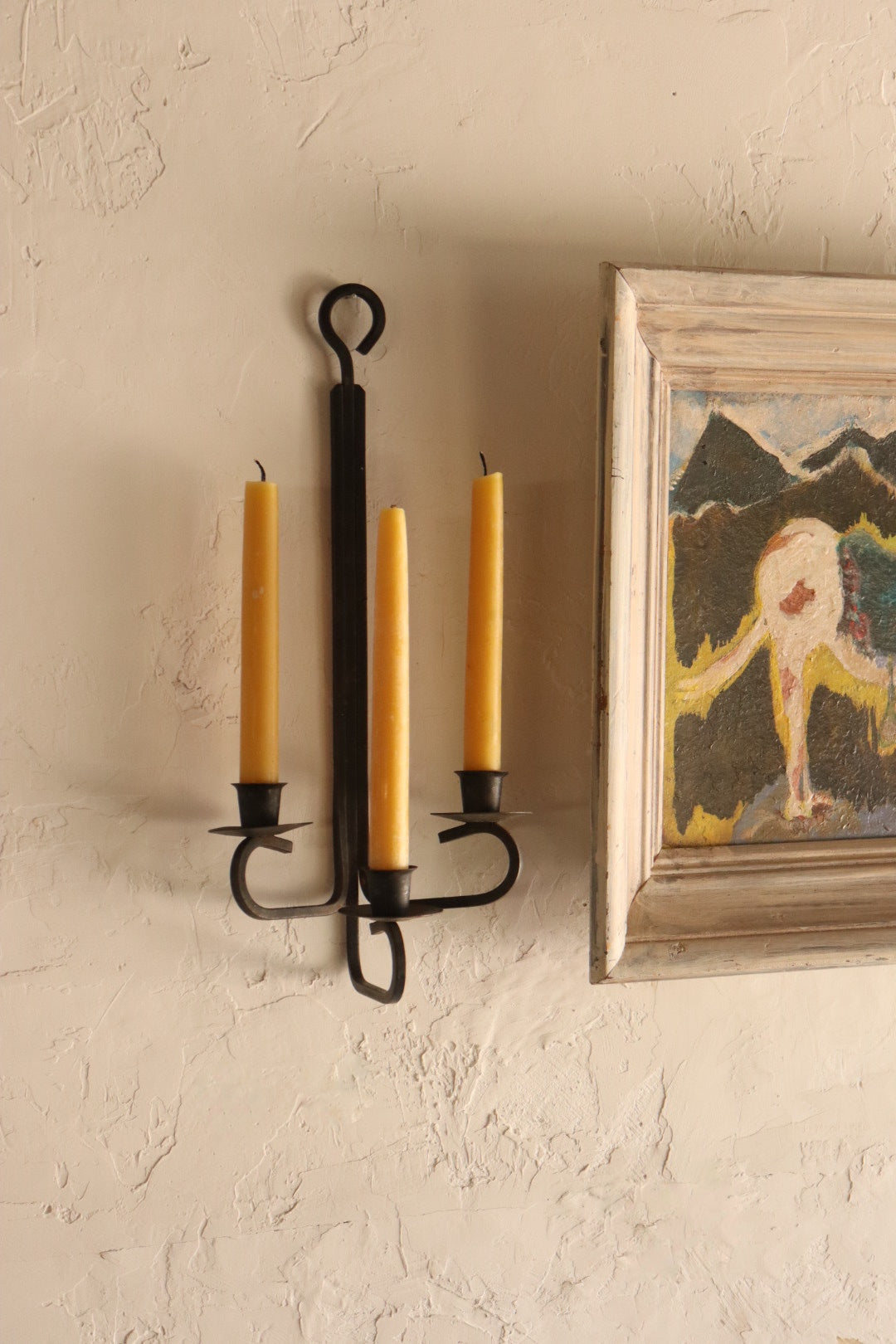 Wrought Iron 3 Arm Wall Candelabra