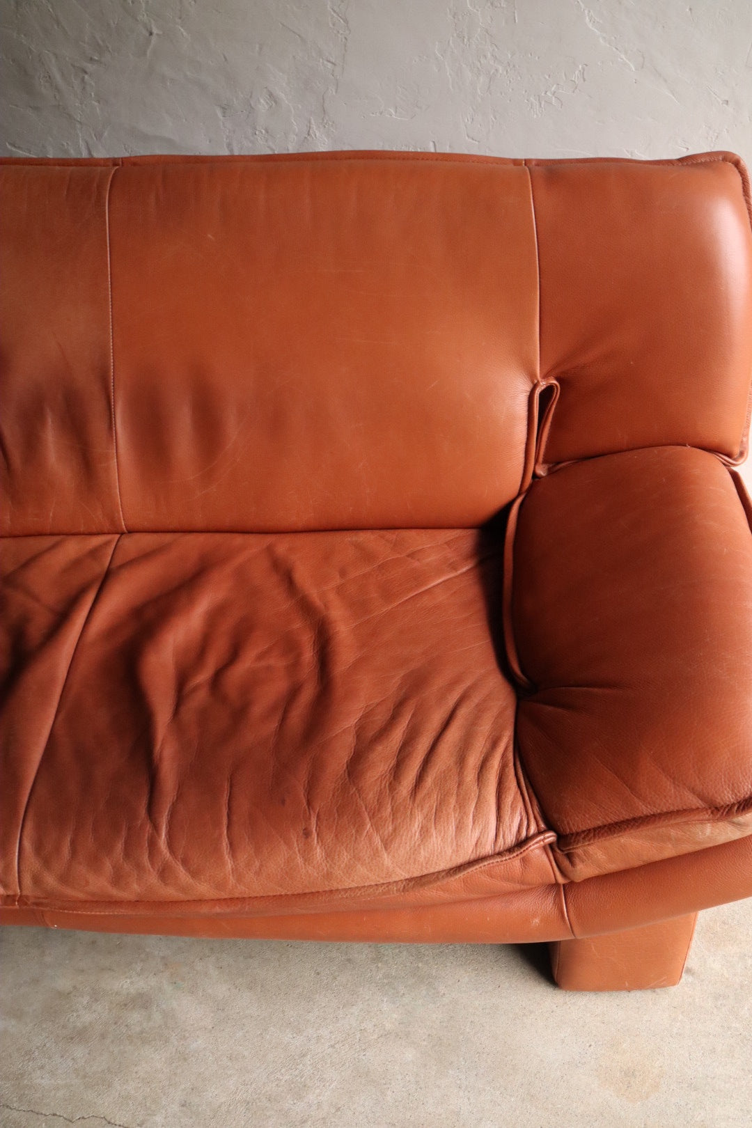 Cognac Leather Loveseat