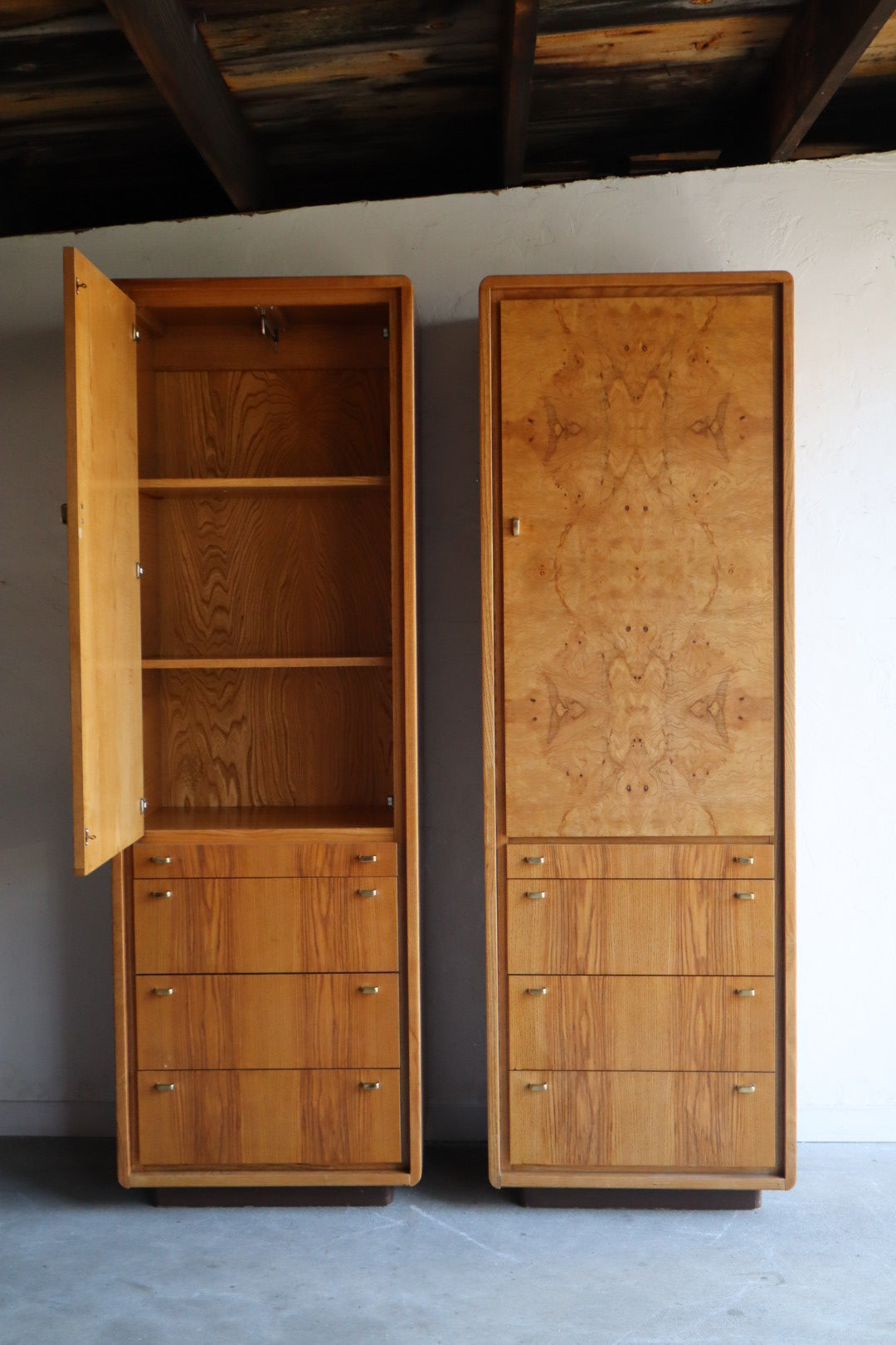 Pair of Burl Wardrobes