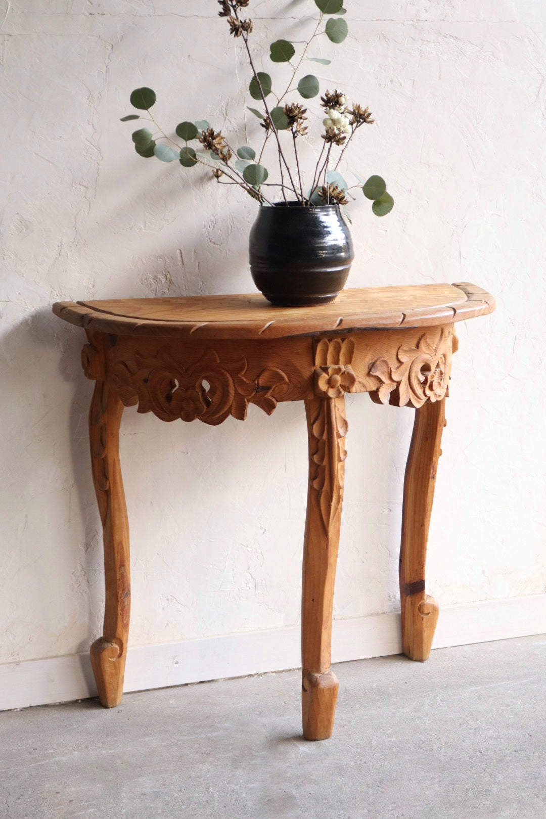 Hand Carved Wood Console