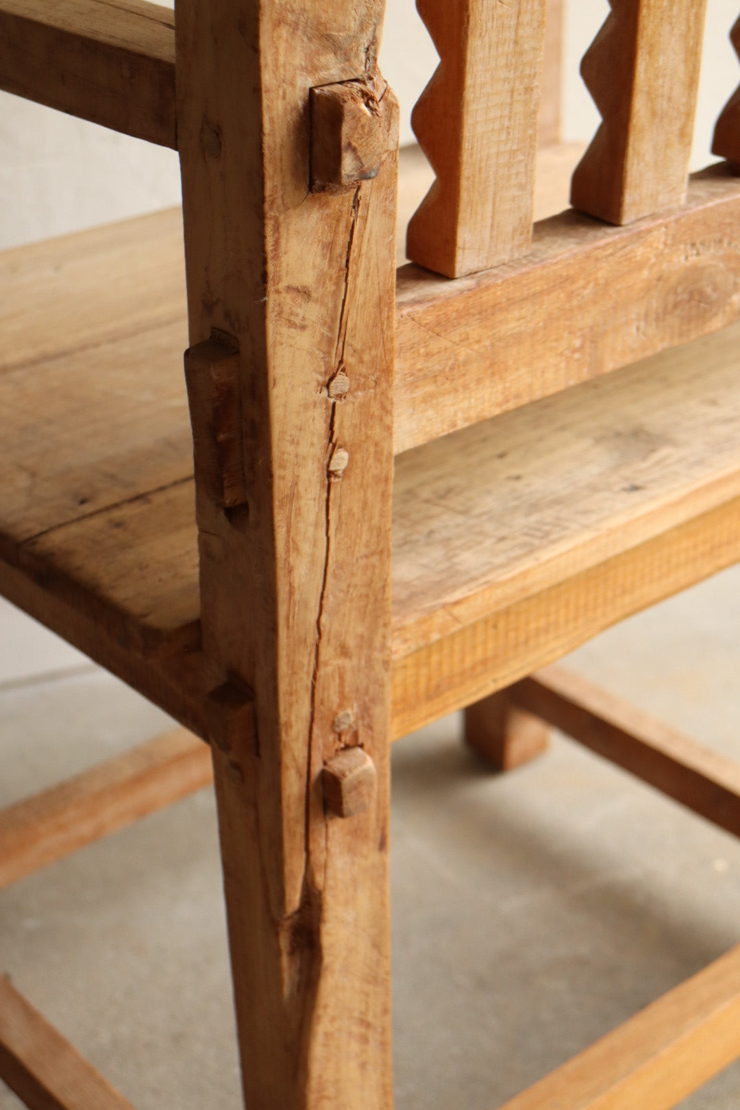 Solid Pine Handcarved Armchair