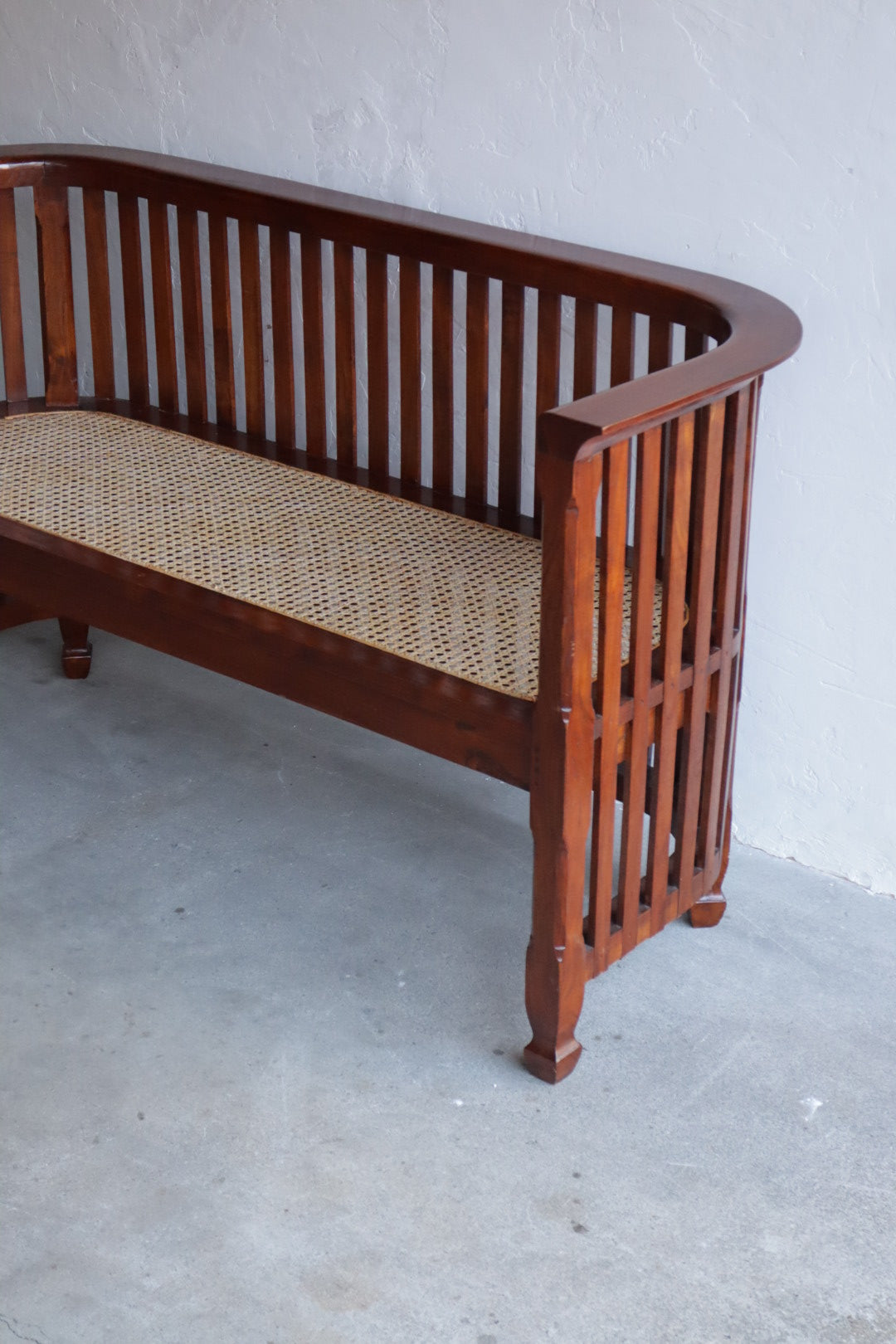 Vintage Bench with Cane Seat