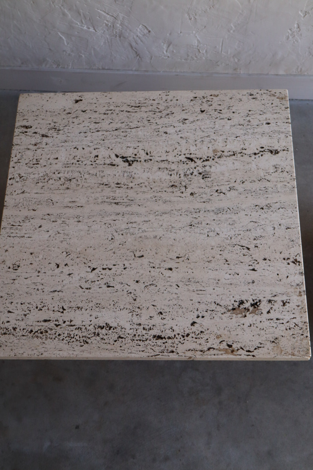 Travertine & Walnut Side Tables (pair)