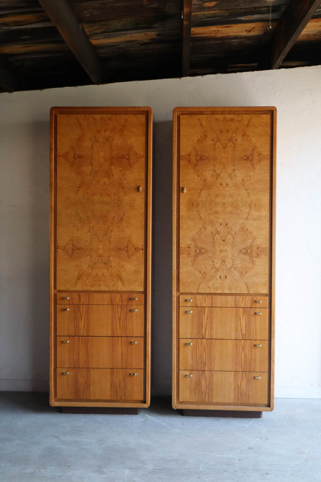 Pair of Burl Wardrobes