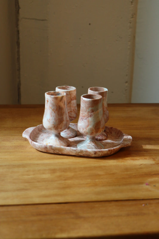 Marble Shot Glasses with Tray
