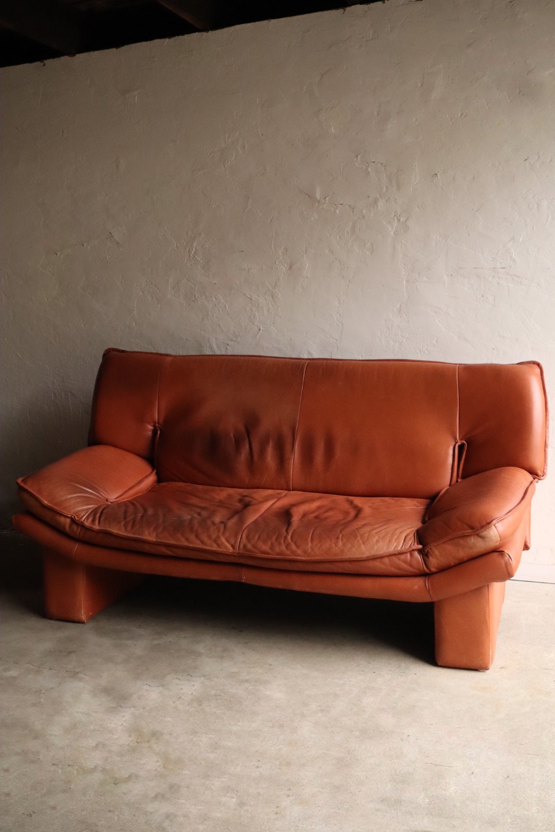 Cognac Leather Loveseat