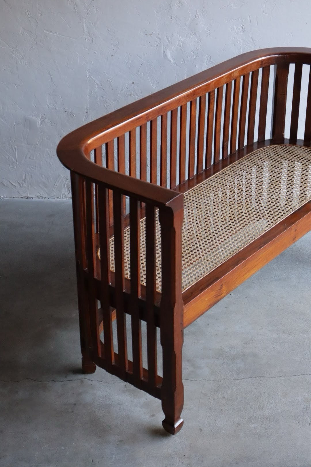Vintage Bench with Cane Seat