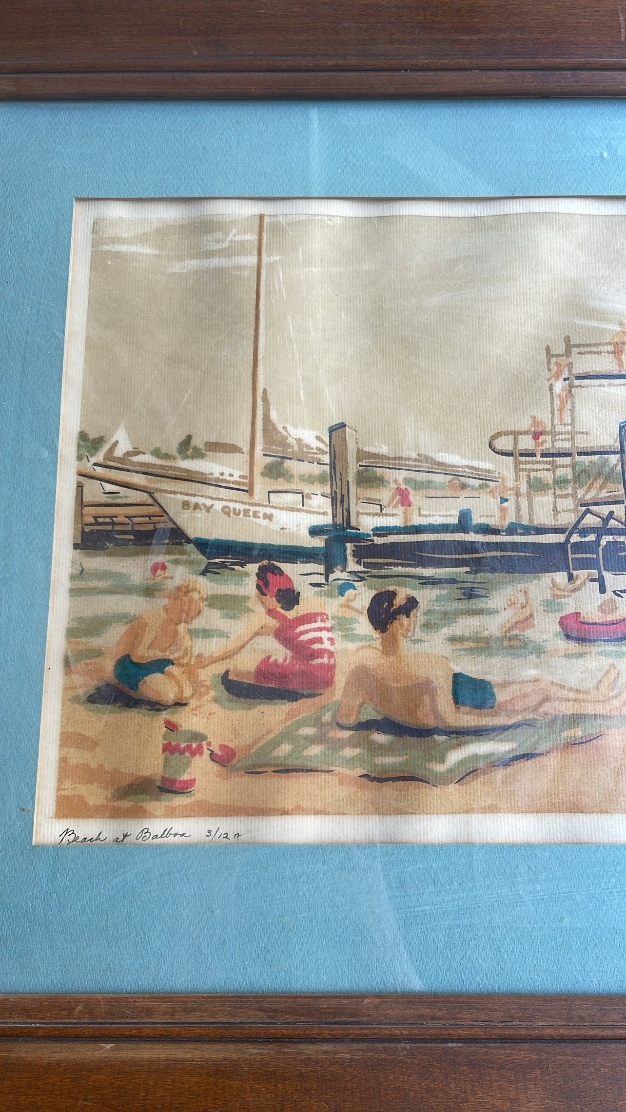 Beach at Balboa signed Watercolor