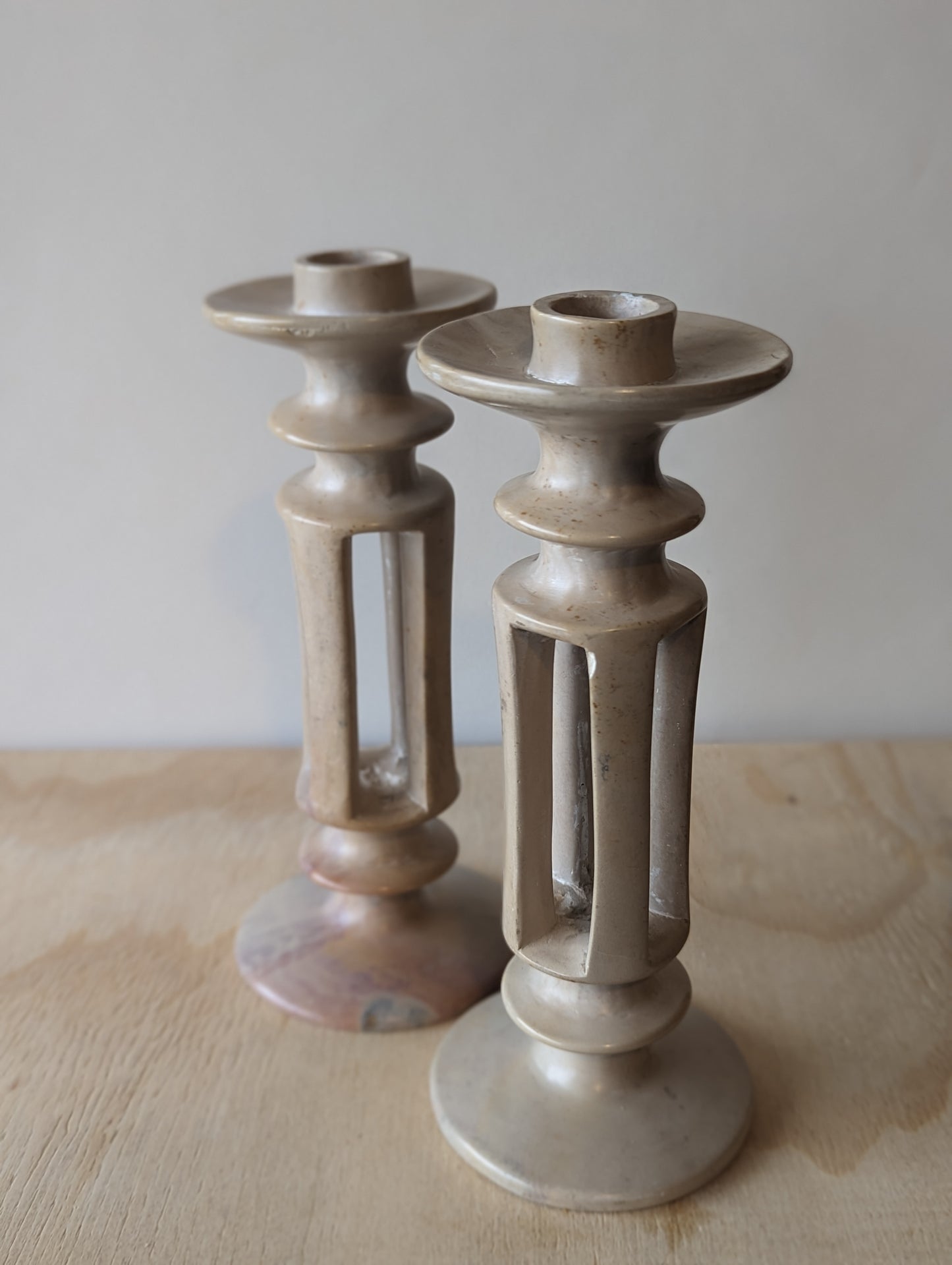 Pair of Soapstone Candleholders